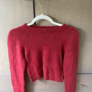 fuzzy red urban outfitters cropped long sleeve